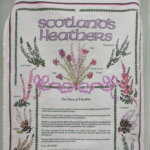 Scotland's Heathers Decorative Cotton Tea Towel Made in Scotland - Picture 1 of 5